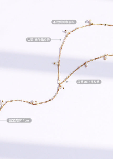 European and American ins cold style fashion Y-word tassel long letter necklace clavicle chain titanium steel plated 18k real gold jewelry