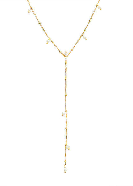 European and American ins cold style fashion Y-word tassel long letter necklace clavicle chain titanium steel plated 18k real gold jewelry