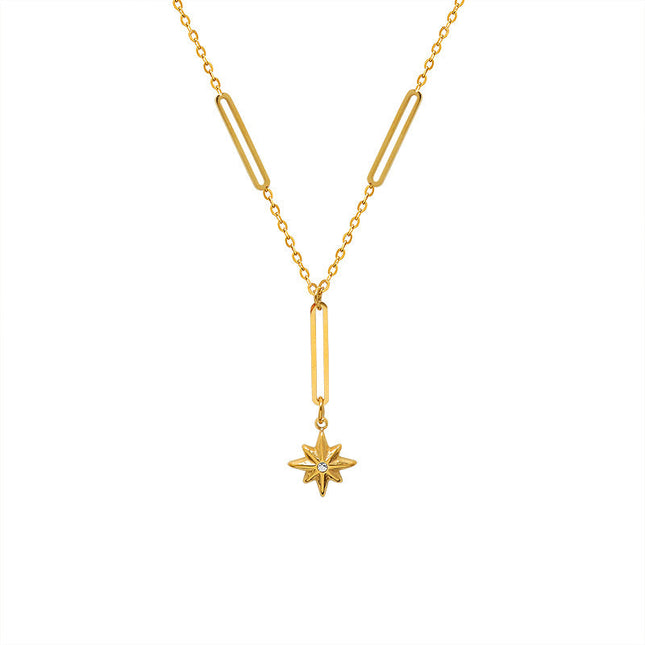 Korean tide new ins style niche design six-pointed star pendant clavicle chain simple personality tassel necklace jewelry women