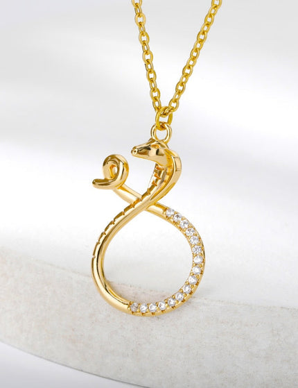 Livre Pendant Necklace | Gold Snake Animal Zirconia Chain - Gold - Necklaces