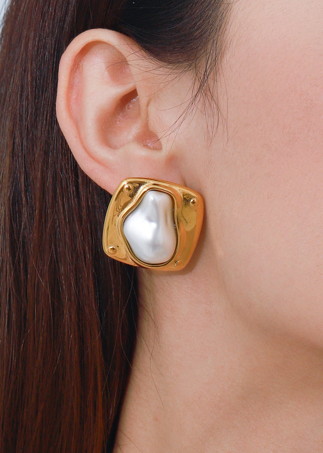 Jieding European and American stainless steel pearl earrings do not fade earrings, light luxury high-end earrings, cross-border earrings women