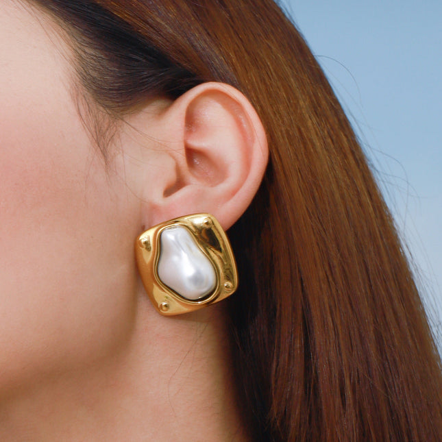 Jieding European and American stainless steel pearl earrings do not fade earrings, light luxury high-end earrings, cross-border earrings women