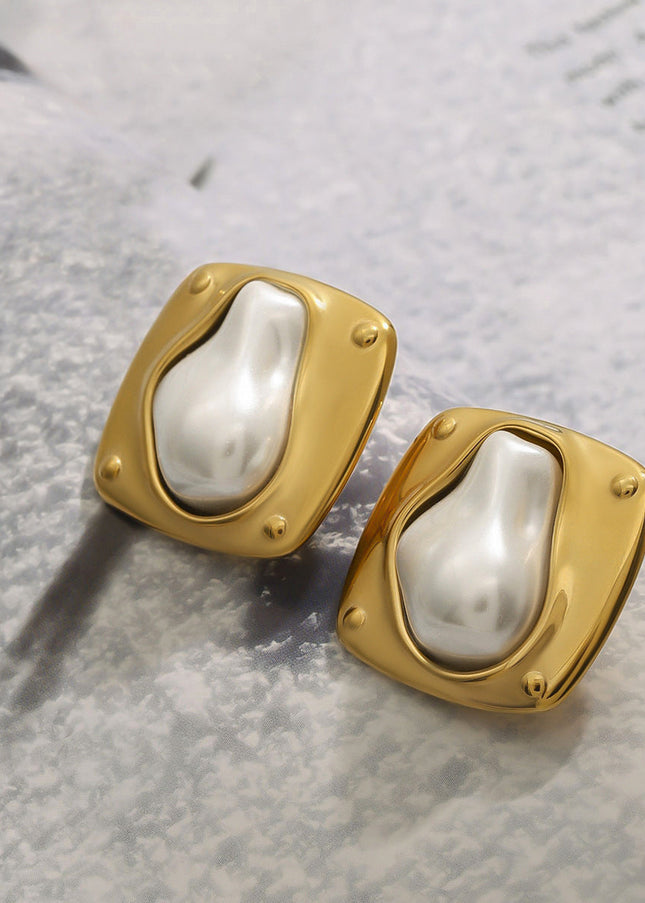 Jieding European and American stainless steel pearl earrings do not fade earrings, light luxury high-end earrings, cross-border earrings women