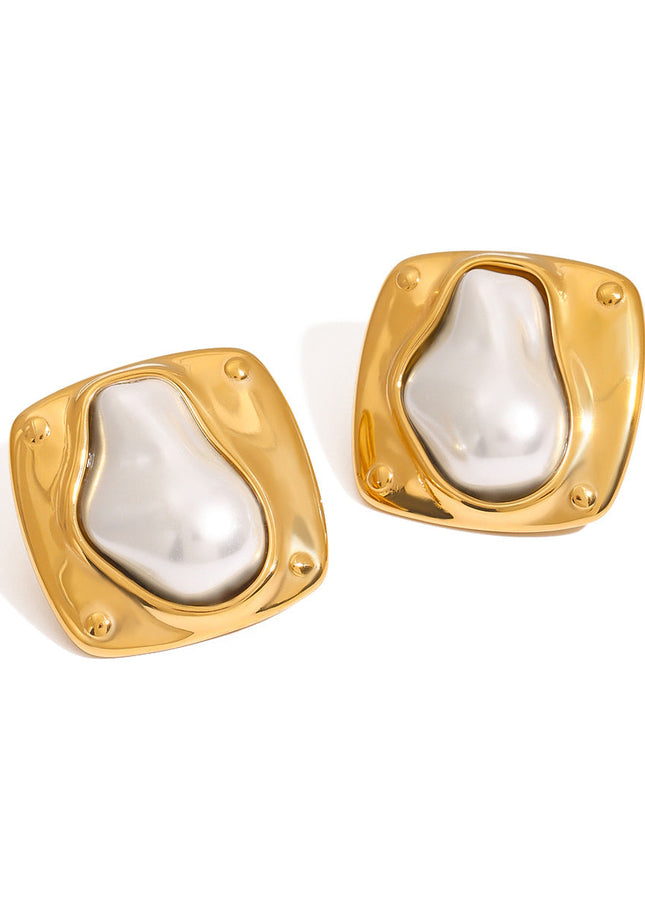 Jieding European and American stainless steel pearl earrings do not fade earrings, light luxury high-end earrings, cross-border earrings women