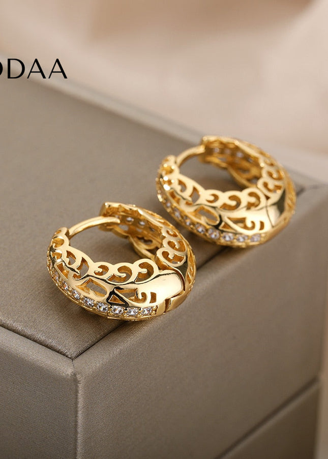 Loutine Earrings | Gold Luxury Statement Hoop Earrings - Earrings