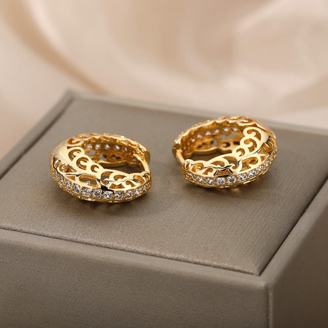 Loutine Earrings | Gold Luxury Statement Hoop Earrings - Gold - Earrings