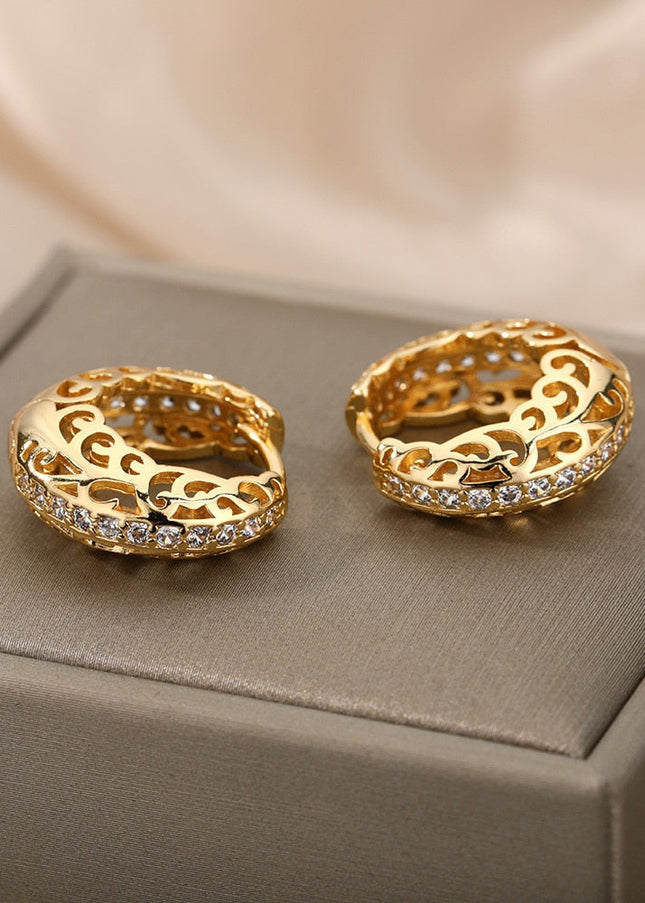 Loutine Earrings | Gold Luxury Statement Hoop Earrings - Gold - Earrings