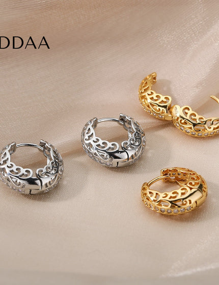 Loutine Earrings | Gold Luxury Statement Hoop Earrings - Silver - Earrings