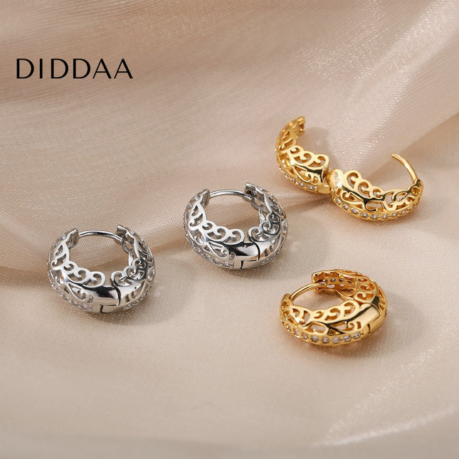 Loutine Earrings | Gold Luxury Statement Hoop Earrings - Silver - Earrings