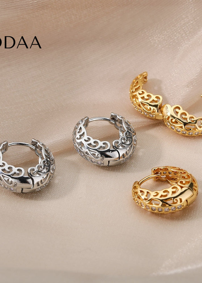 Loutine Earrings | Gold Luxury Statement Hoop Earrings - Silver - Earrings