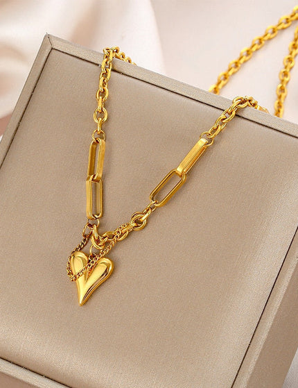 Louver Pendant Necklace | Gold Love Heart Chain - Gold - Necklaces
