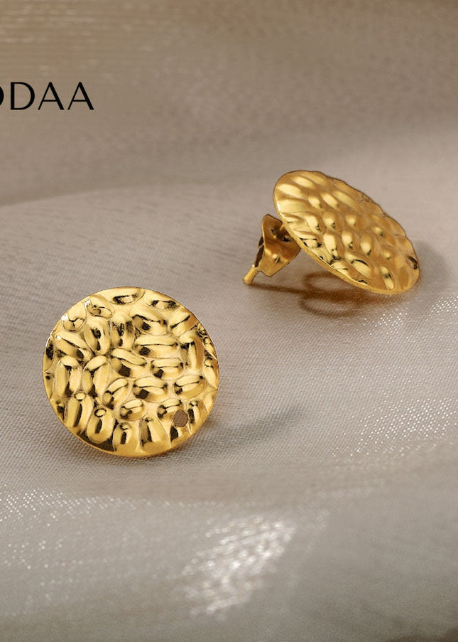 Lovre Earrings | Gold Distressed Plate Stud Earrings - Earrings