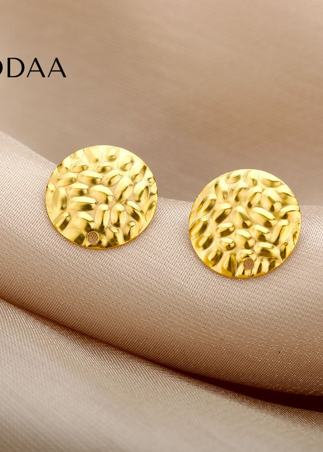 Lovre Earrings | Gold Distressed Plate Stud Earrings - Earrings