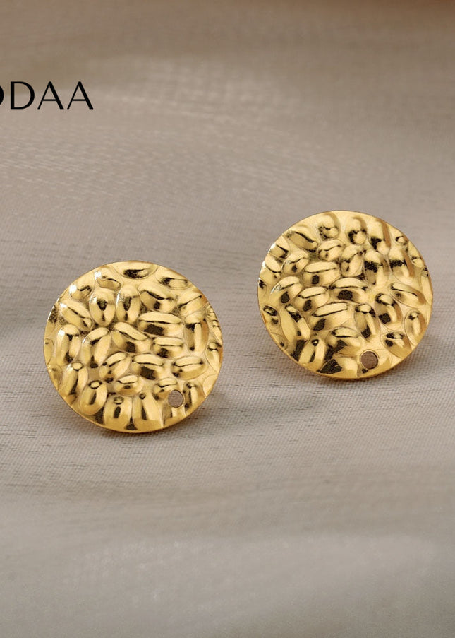 Lovre Earrings | Gold Distressed Plate Stud Earrings - Earrings