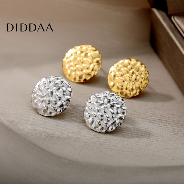 Lovre Earrings | Gold Distressed Plate Stud Earrings - Silver - Earrings