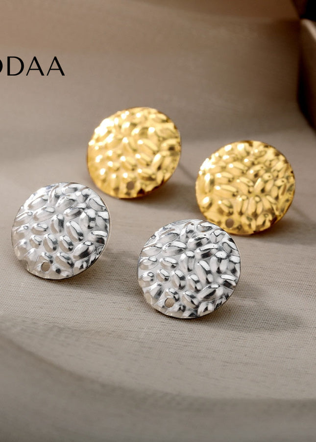Lovre Earrings | Gold Distressed Plate Stud Earrings - Silver - Earrings