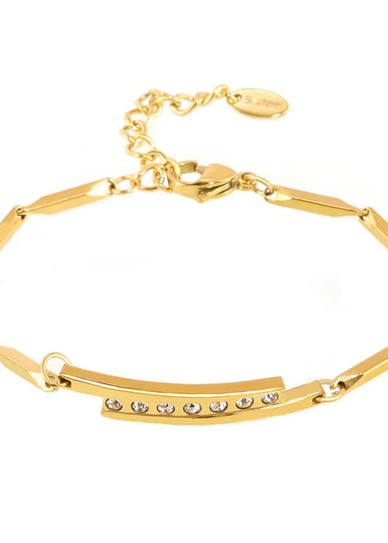 Mystery European and American simple stick chain sticky diamond bracelet stainless steel plated 18K real gold light luxury temperament hand jewelry spot batch