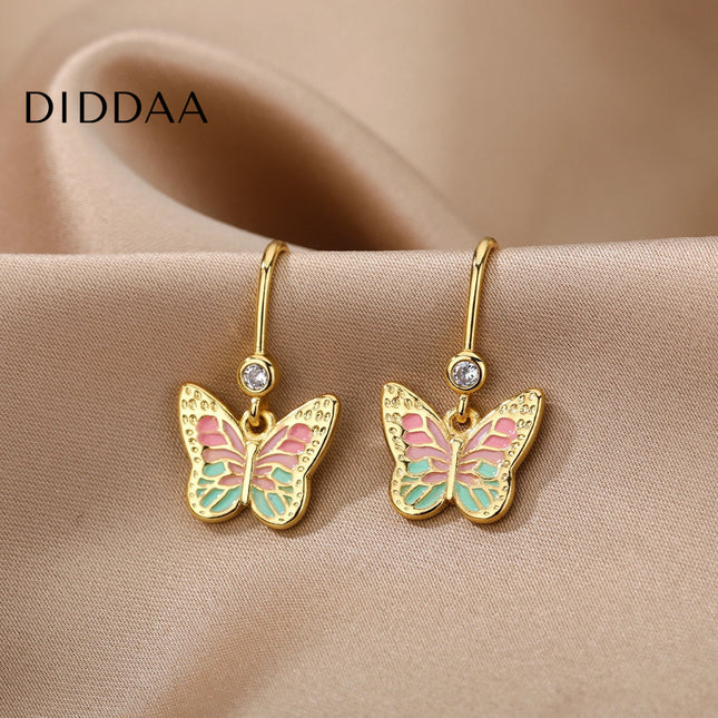 Luciole Earrings | Gold Colorful Butterfly Animal Drop Earrings - A - Earrings