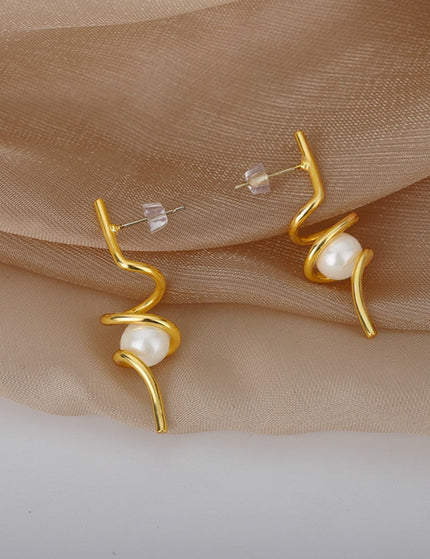 Lueur Earrings | Gold Silver Minimal Pearl Drop Earrings - Gold - Earrings