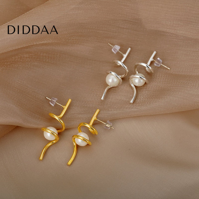 Lueur Earrings | Gold Silver Minimal Pearl Drop Earrings - Silver - Earrings