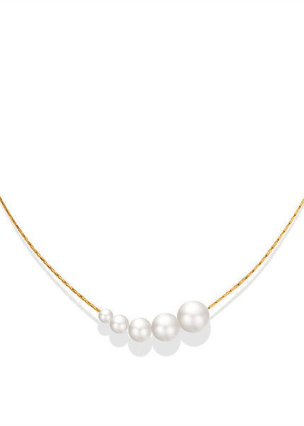 Miri's new Korean version of Dongdaemun imitation pearl necklace women's minimalist fashion personality vertical chain titanium steel plated with 18K gold