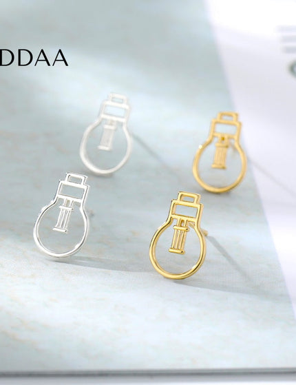 Lumere Earrings | Gold Hollow Bomb Stud Earrings - Silver - Earrings