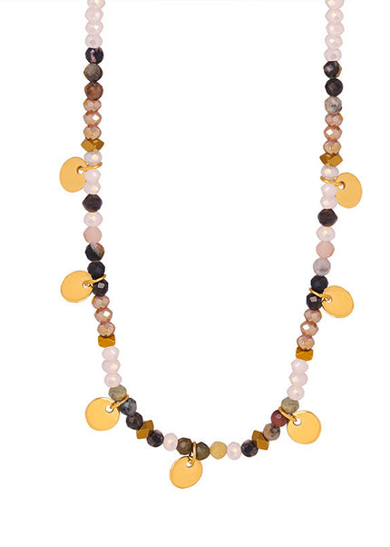 Versatile small fresh korean new design personalized beaded earrings women's niche tassel disc multi-color necklace wholesale