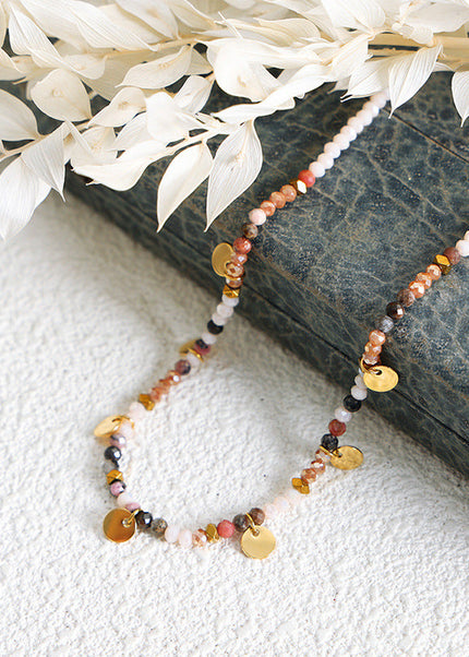 Versatile small fresh korean new design personalized beaded earrings women's niche tassel disc multi-color necklace wholesale