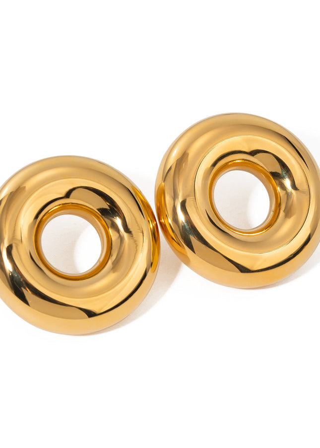 Original!! 18k gold stainless steel minimalist circle cut-out earrings ins minimalist titanium steel hoop earrings