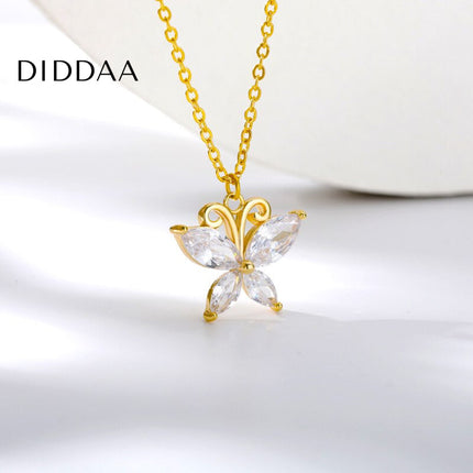 Madison Pendant Necklace | Gold Zirconia Butterfly Animal Chain - Necklaces