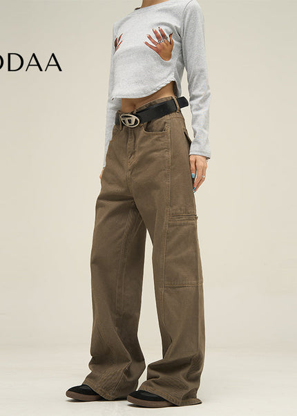 Maillard Brown Loose Fit Cargo Jeans for Men - S / Brown - Women’s Jeans