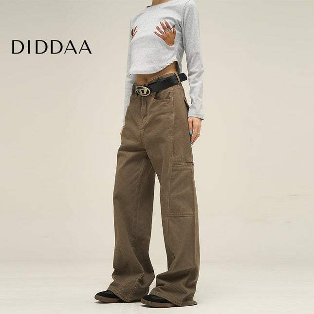 Maillard Brown Loose Fit Cargo Jeans for Men - S / Brown - Women’s Jeans