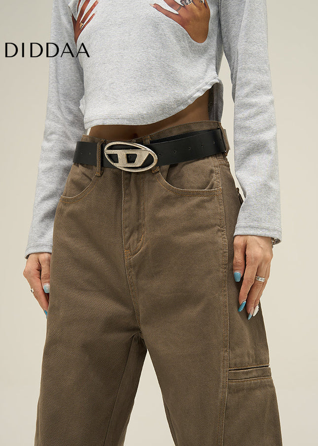 Maillard Brown Loose Fit Cargo Jeans for Men - Women’s Jeans