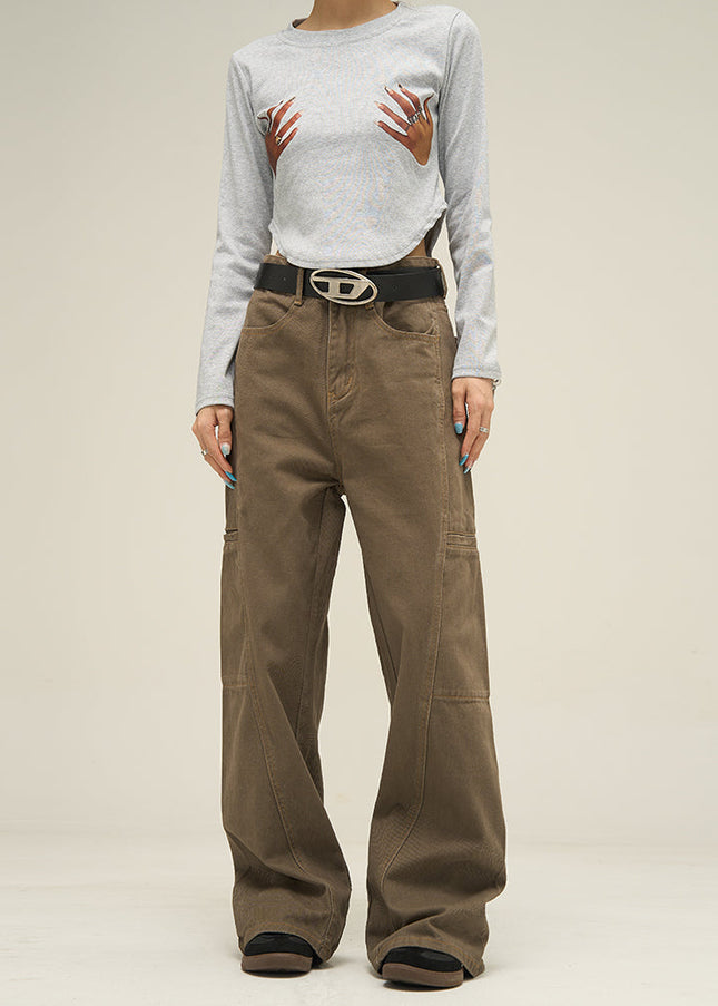 Maillard Brown Loose Fit Cargo Jeans for Men - Women’s Jeans