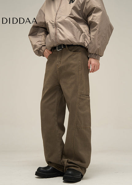 Maillard Brown Loose Fit Cargo Jeans for Men - Women’s Jeans