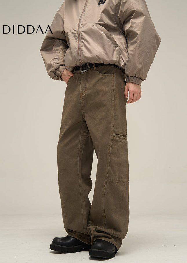 Maillard Brown Loose Fit Cargo Jeans for Men - Women’s Jeans