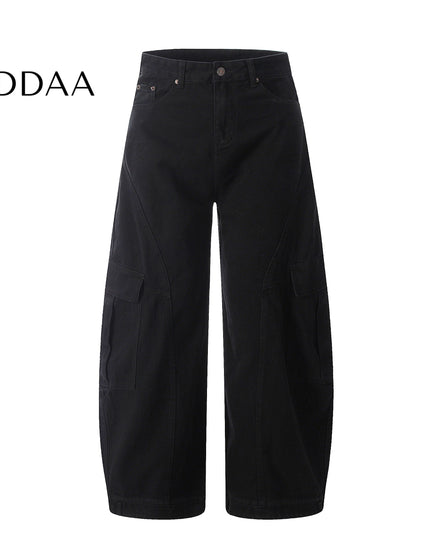 Maillard Brown Loose Fit Wide Leg Workwear Jeans - Black / S - Men’s Jeans