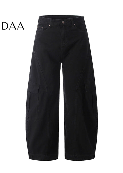 Maillard Brown Loose Fit Wide Leg Workwear Jeans - Black / S - Men’s Jeans