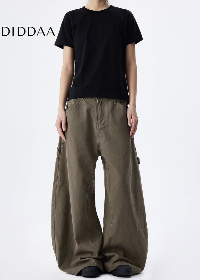 Maillard Brown Loose Fit Wide Leg Workwear Jeans - Men’s Jeans
