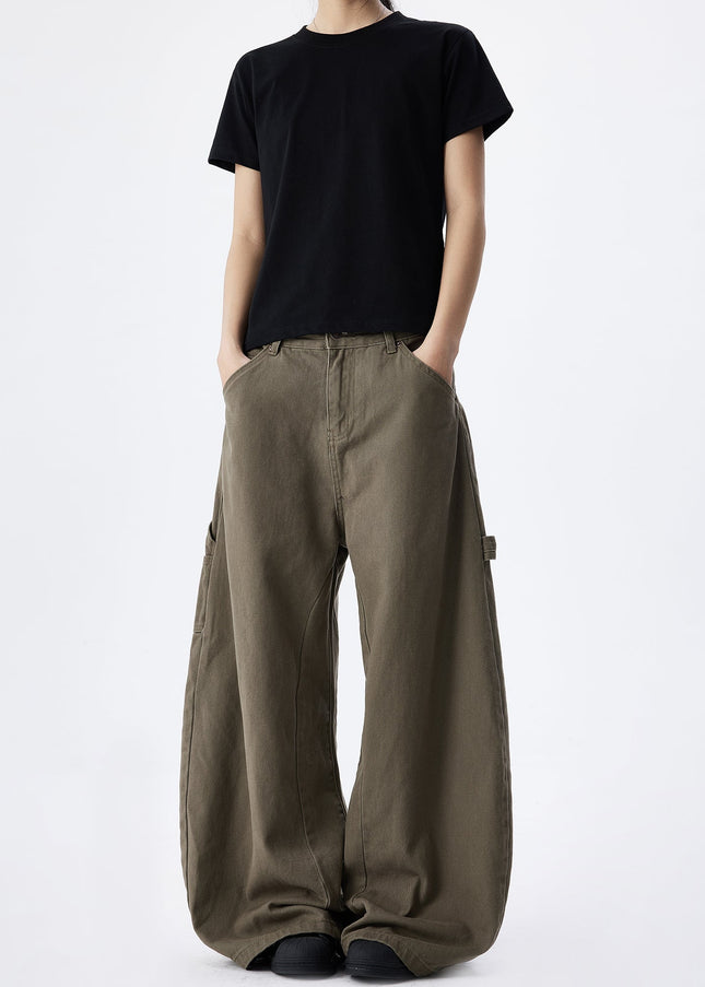 Maillard Brown Loose Fit Wide Leg Workwear Jeans - Men’s Jeans