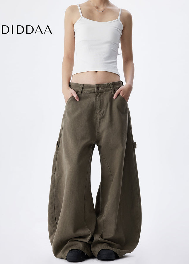 Maillard Brown Loose Fit Wide Leg Workwear Jeans - Men’s Jeans