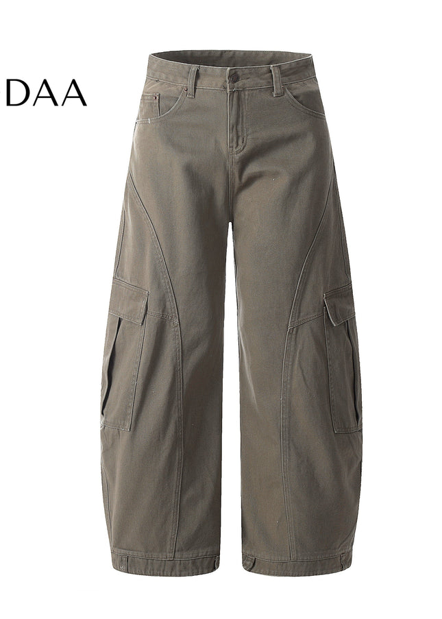 Maillard Brown Loose Fit Wide Leg Workwear Jeans - Brown / S - Men’s Jeans