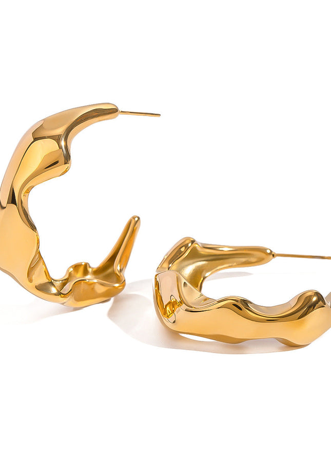 Jieding European and American stainless steel double c earrings luxury niche 18k gold stud earrings titanium steel color-retaining earrings cross-border