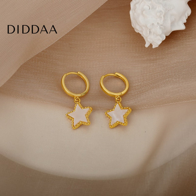 Mantra Earrings | Gold Star Hoop Earrings - Earrings