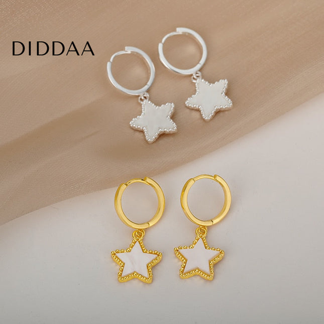 Mantra Earrings | Gold Star Hoop Earrings - Earrings