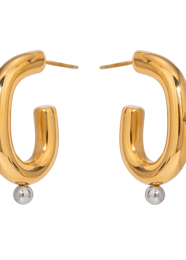 Jieding European and American stainless steel pearl earrings, exaggerated earrings, high-end sense of ins jewelry, electroplated titanium steel earrings, cross-border