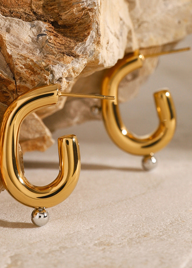 Jieding European and American stainless steel pearl earrings, exaggerated earrings, high-end sense of ins jewelry, electroplated titanium steel earrings, cross-border