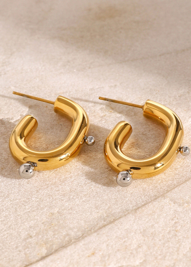 Jieding European and American stainless steel pearl earrings, exaggerated earrings, high-end sense of ins jewelry, electroplated titanium steel earrings, cross-border