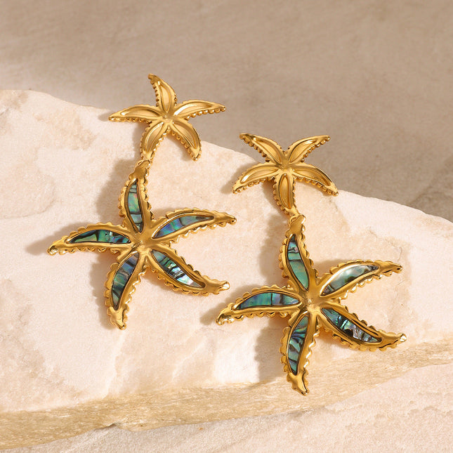 Jieding European and American stainless steel drip earrings high-end niche starfish earrings titanium steel earrings cross-border earrings