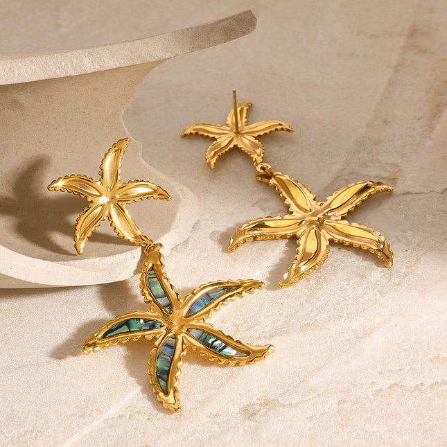 Jieding European and American stainless steel drip earrings high-end niche starfish earrings titanium steel earrings cross-border earrings